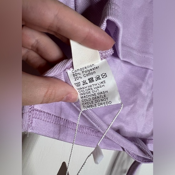 Romwe Lavender Purple Tie Back Crop Tee Large - Picture 7 of 10